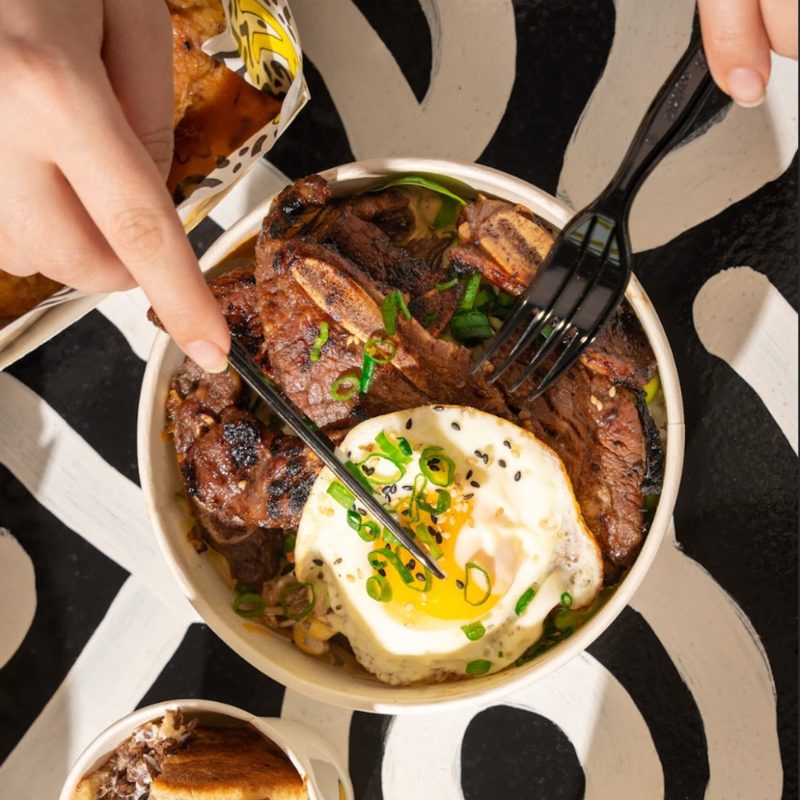 K-BOB galbi beef short ribs bowl with fried egg